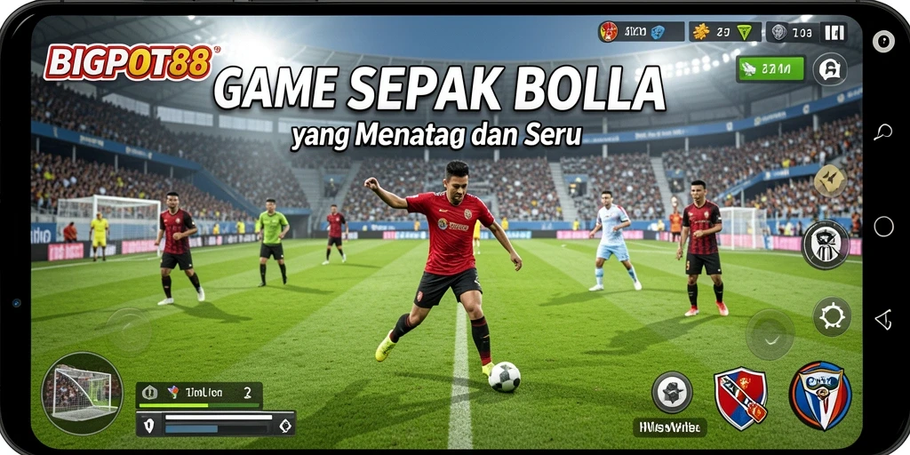 Tampilan gameplay yang mendebarkan dari BIGPOT88, menyuguhkan aksi sepak bola yang seru.