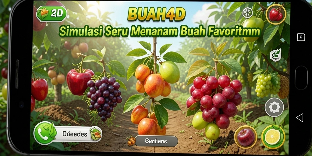 Tampilan gameplay BUAH4D dengan grafik menawan menampilkan kebun buah yang subur.
