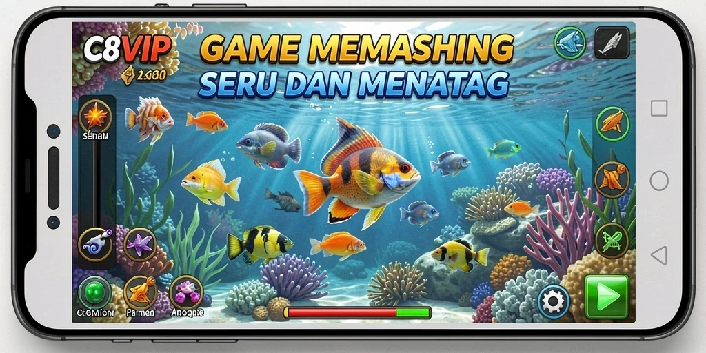 Gameplay C8VIP yang menampilkan keseruan memancing di lautan.