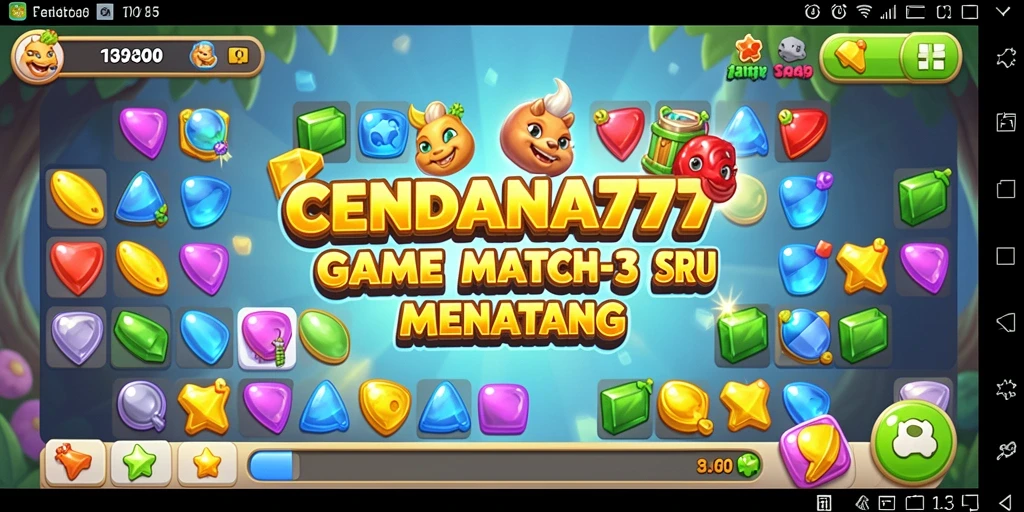 Screenshot CENDANA777 menampilkan pemain dalam aksi mencocokkan item Match-3.