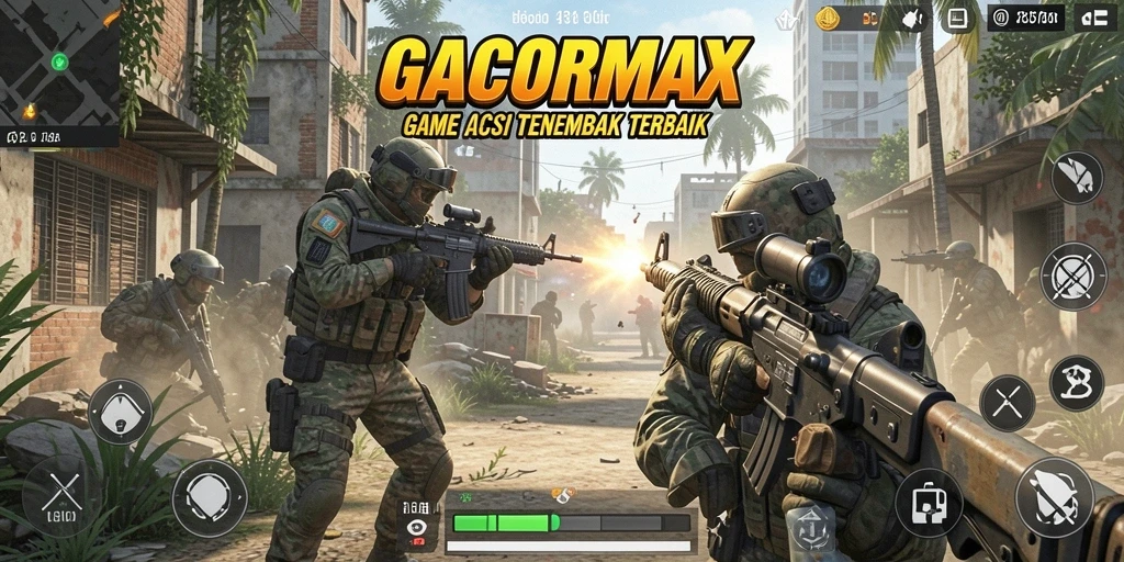 Screenshot GACORMAX menampilkan aksi tembak-menembak yang mendebarkan.