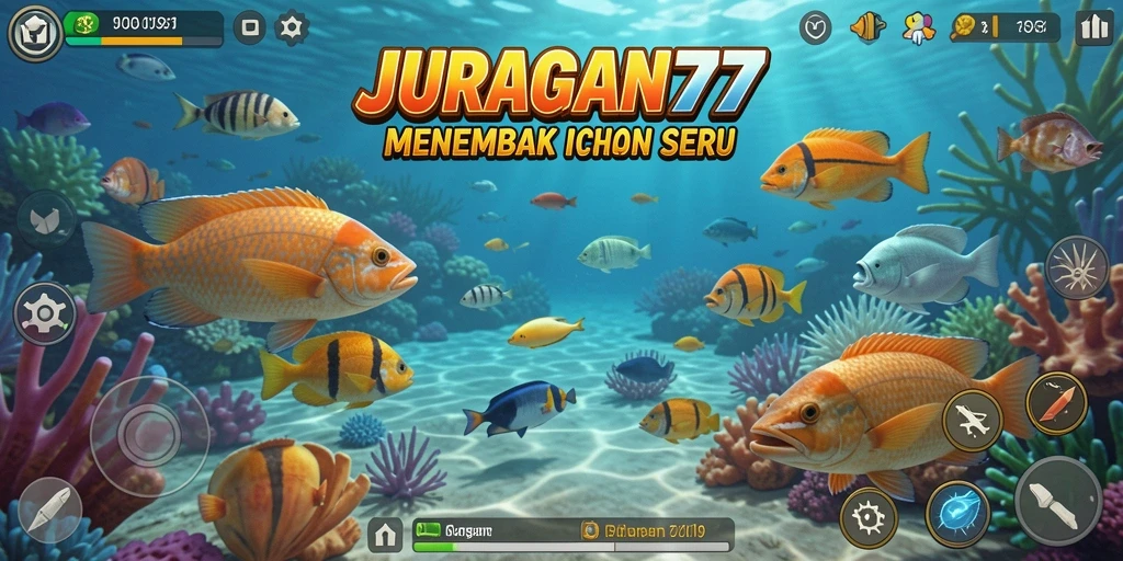 Screenshot JURAGAN77 menampilkan aksi seru menembak ikan.