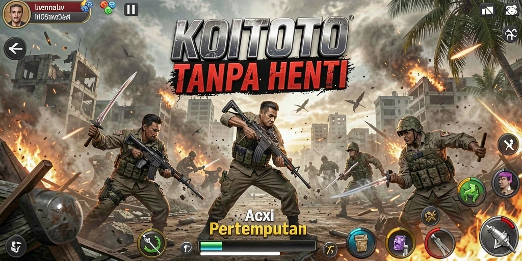 Tampilan gameplay seru dalam KOITOTO, penuh aksi dan strategi.