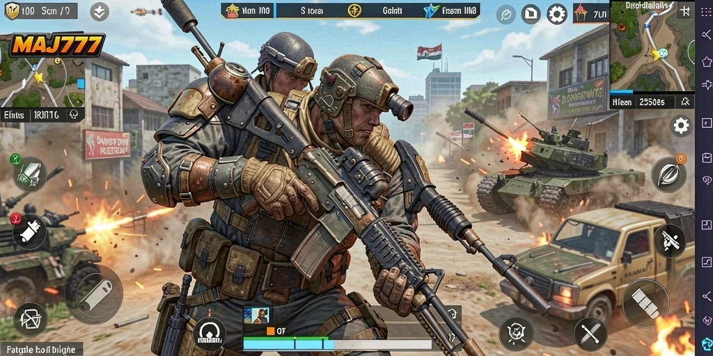 Tampilan epic dari gameplay Battle Royale yang mendebarkan.