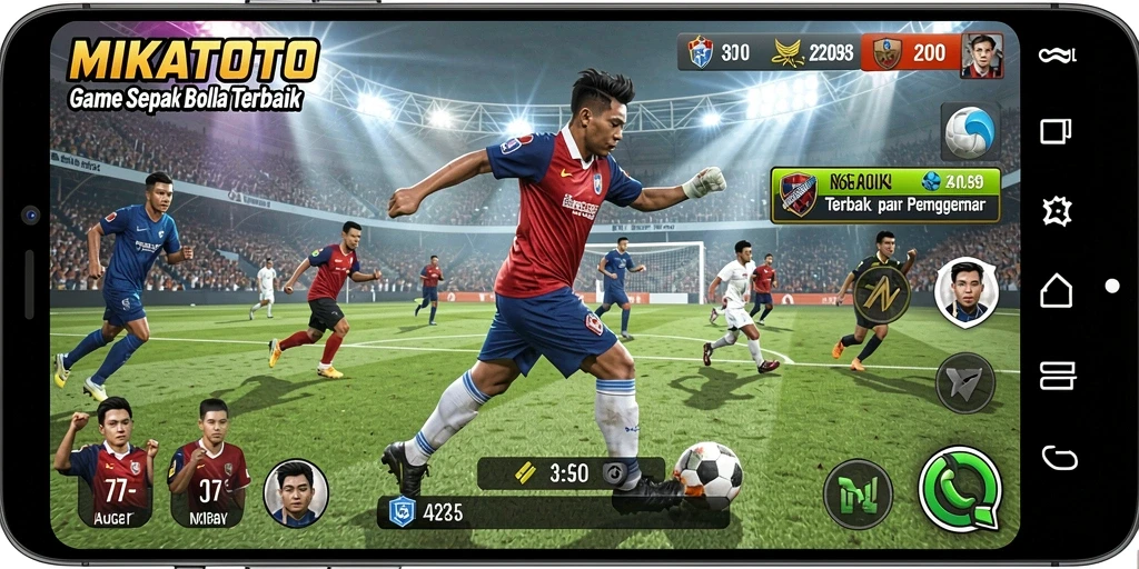 Tampilan gameplay menarik di MIKATOTO dengan aksi sepak bola seru.