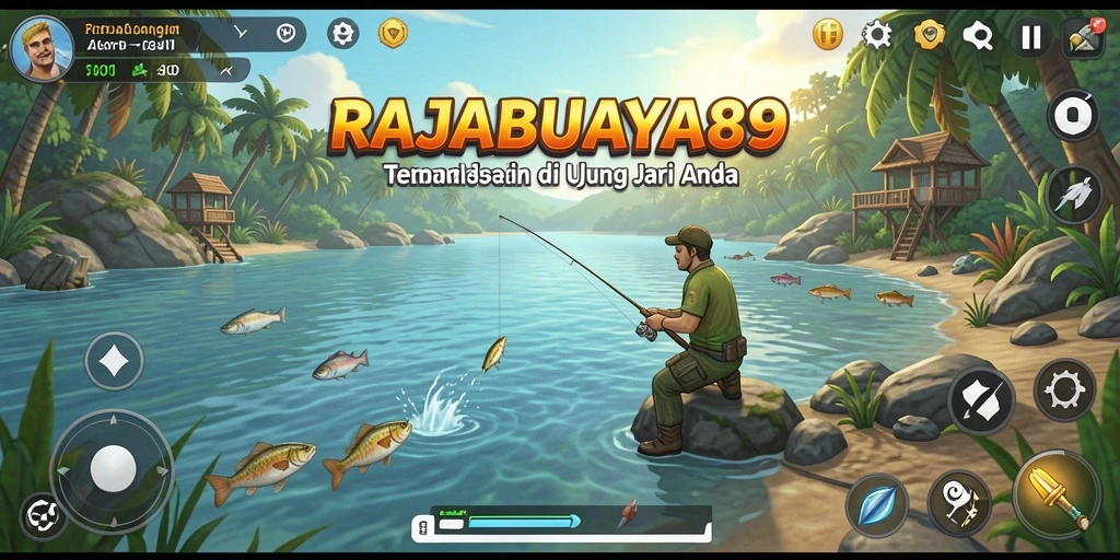 Tampilan gameplay seru memancing di RAJABUAYA89 yang menampilkan ikan-ikan cantik.