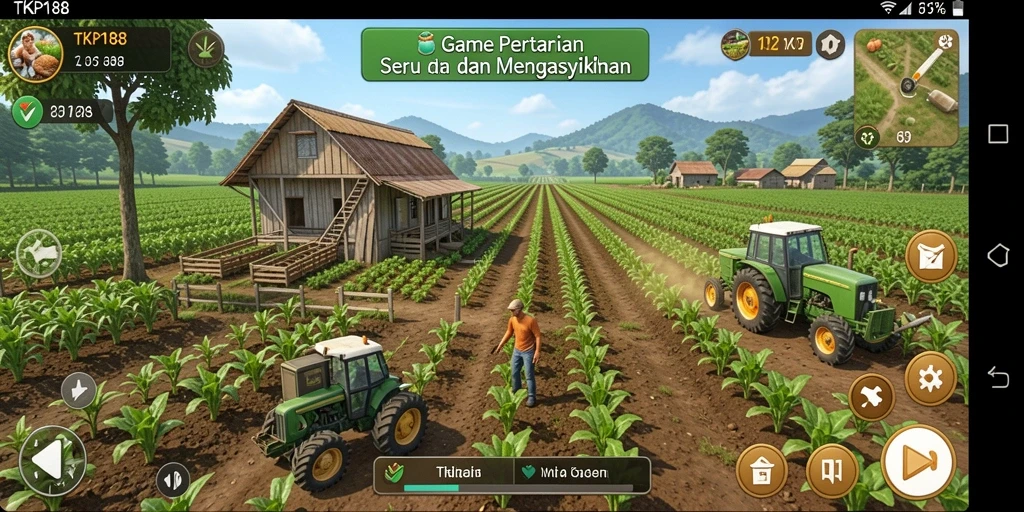 Gameplay TKP188 menampilkan aktivitas bertani yang seru dan penuh warna.